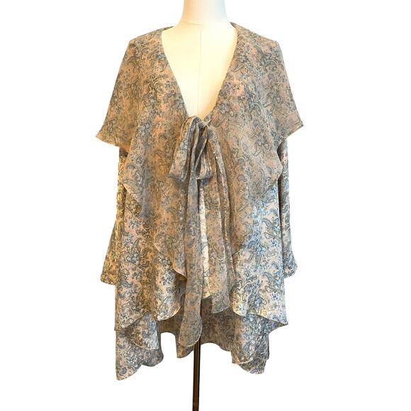 VTG. Victoria's Secret Gold Label‎ Robe Kimono OS Ruffle Floral Fairy Romantic
